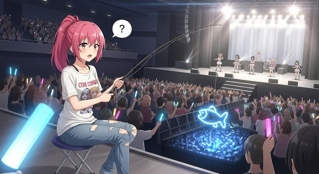 アイドルのライブ会場で釣りをする