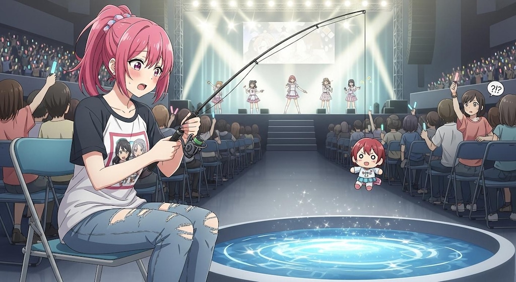 アイドルのライブ会場で釣りをする