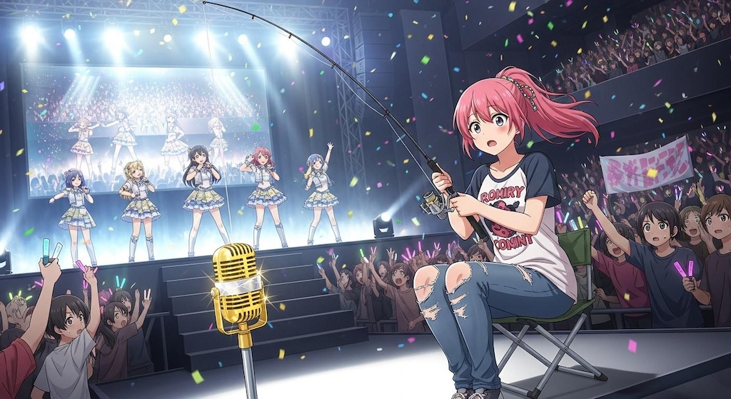 アイドルのライブ会場で釣りをする