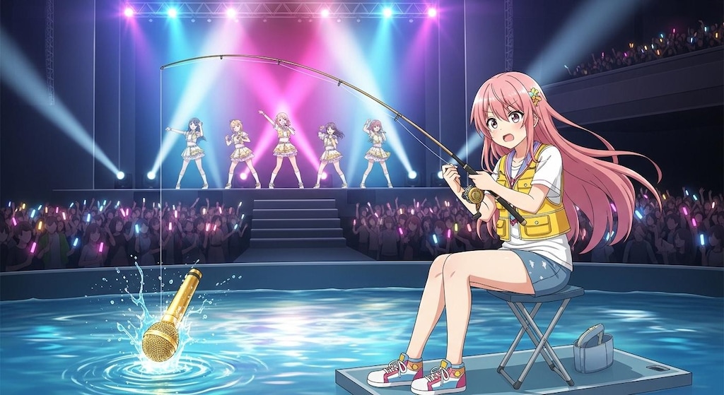 アイドルのライブ会場で釣りをする