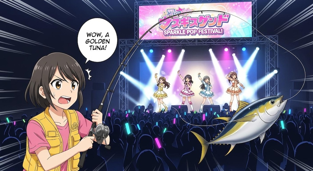 アイドルのライブ会場で釣りをする