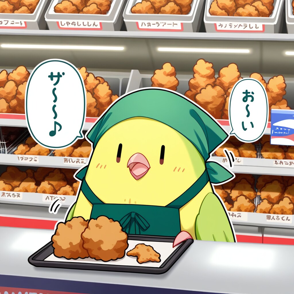 スーパーちちぷいのお惣菜部門担当しゃべるインコ