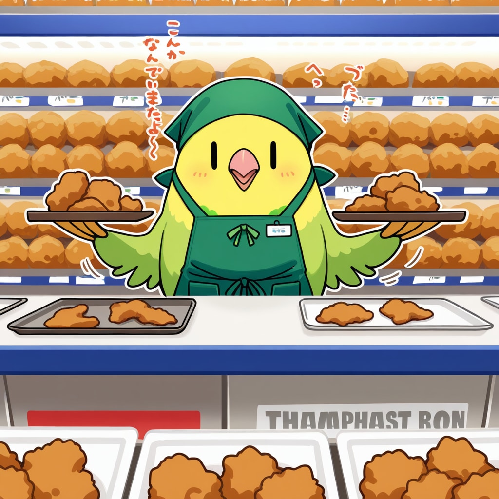 スーパーちちぷいのお惣菜部門担当しゃべるインコ