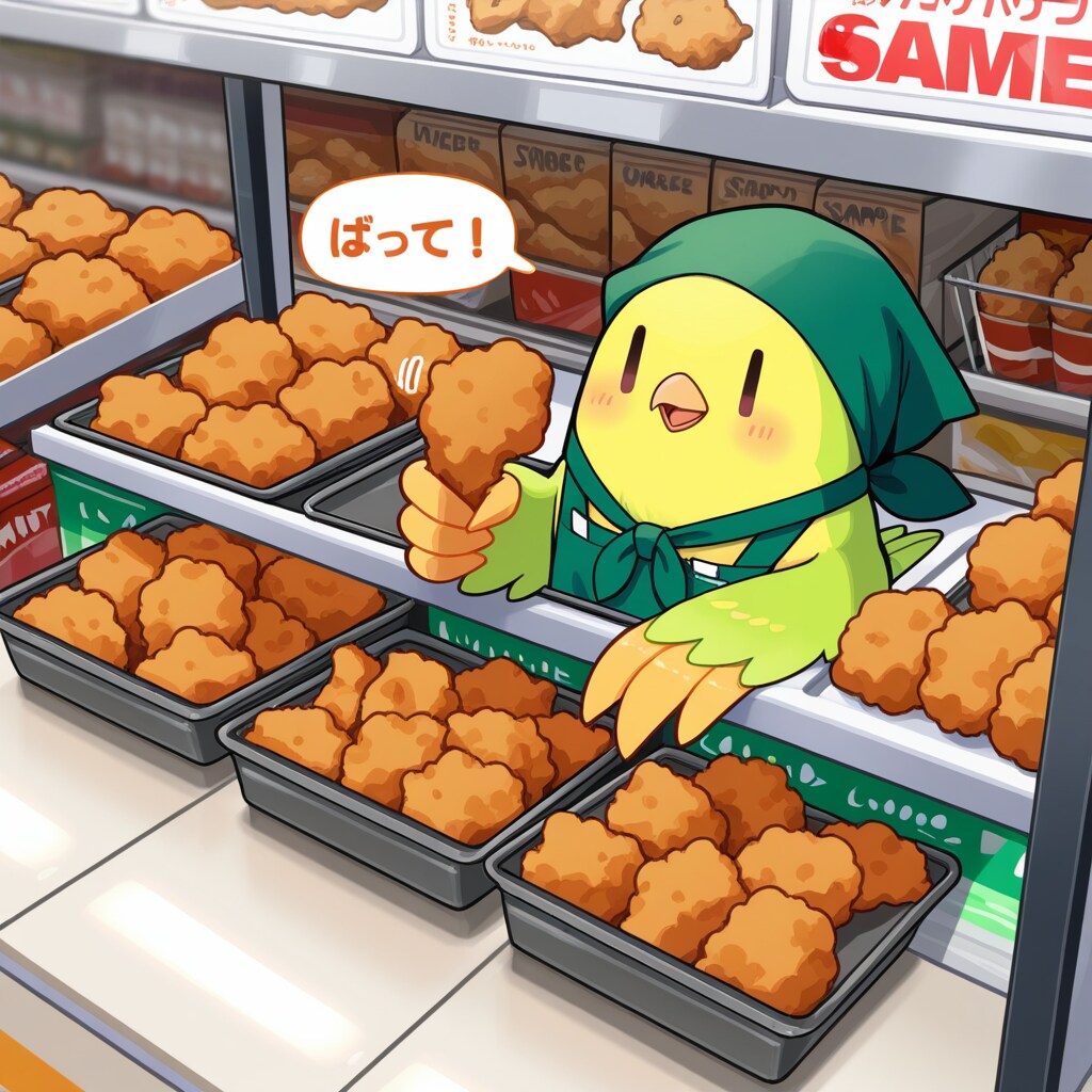 スーパーちちぷいのお惣菜部門担当しゃべるインコ