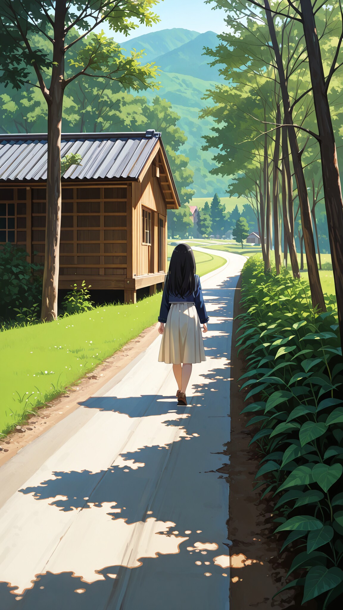 蝉しぐれの田舎道