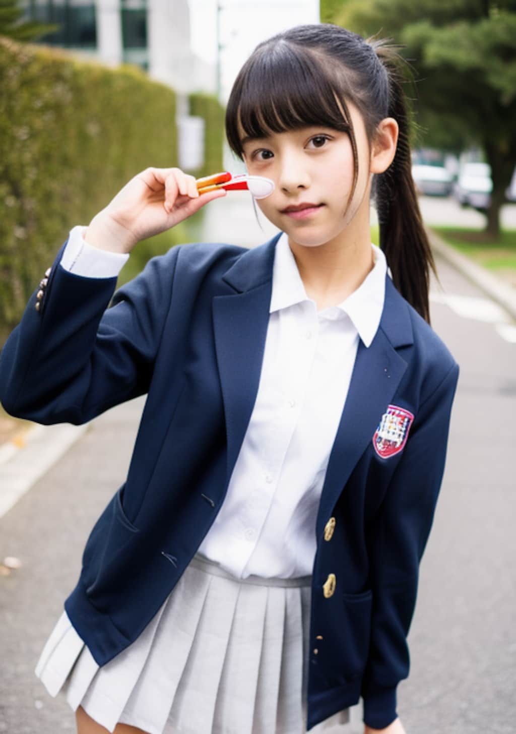 コスプレ制服 ブレザー　街での撮影で―す。