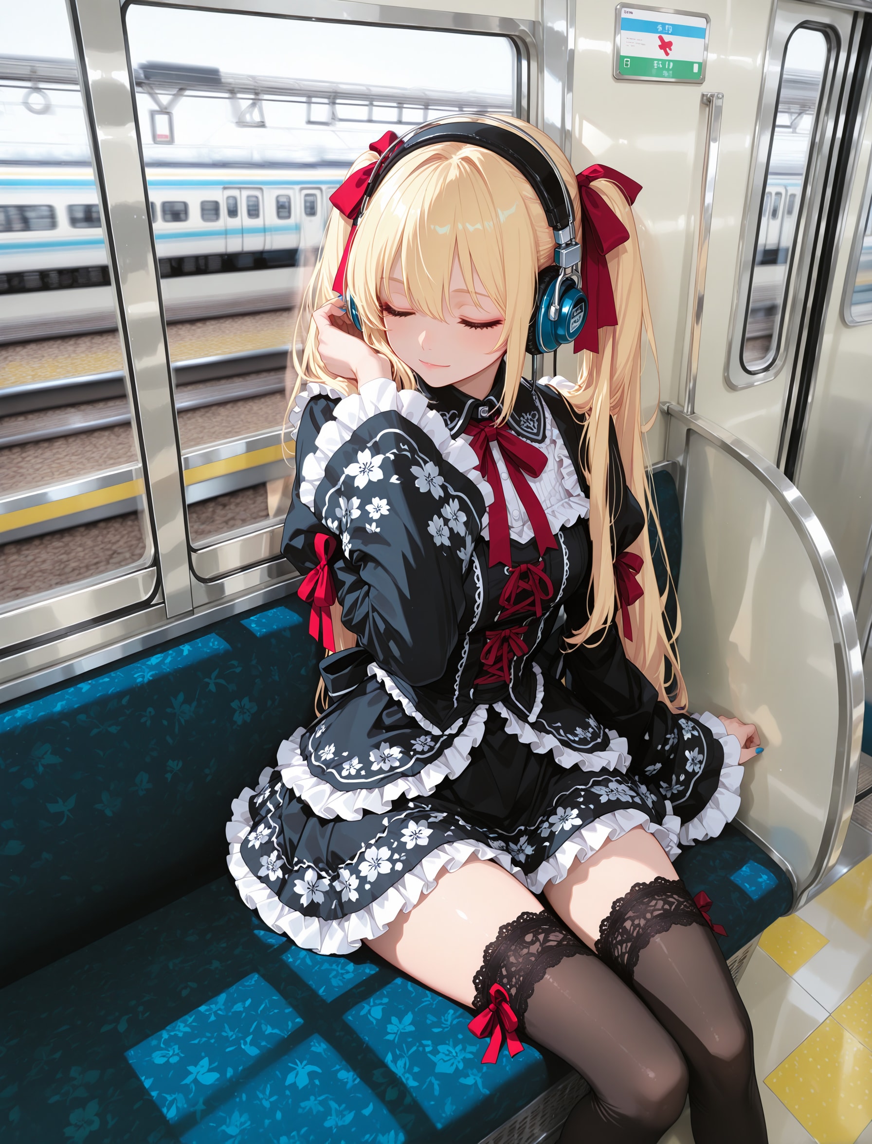 電車の中のゴスロリさん | の人気AIイラスト・グラビア