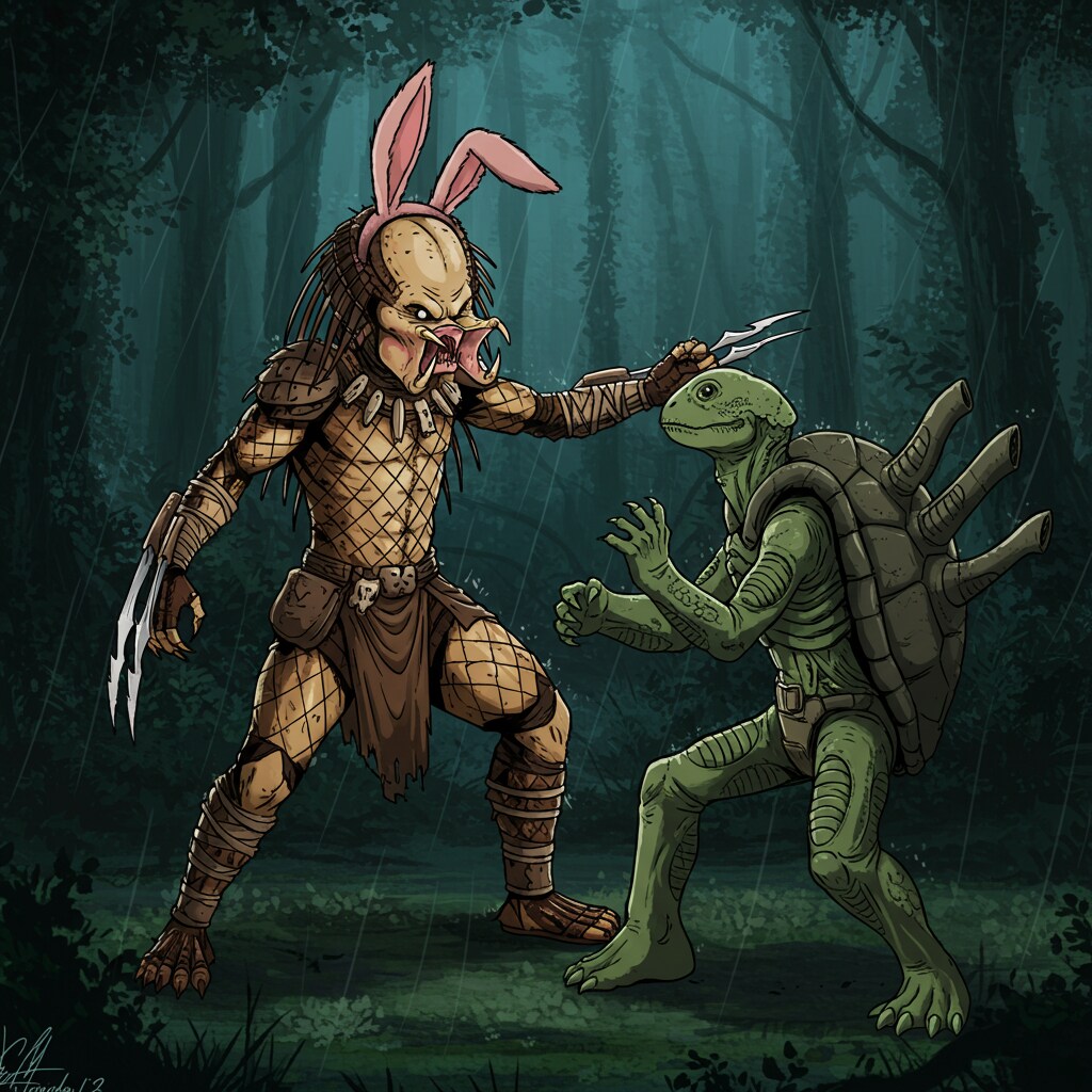 うさ耳プレデター vs 亀エイリアン