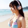 ビキニで横顔美人×ヘッドフォン 5枚目