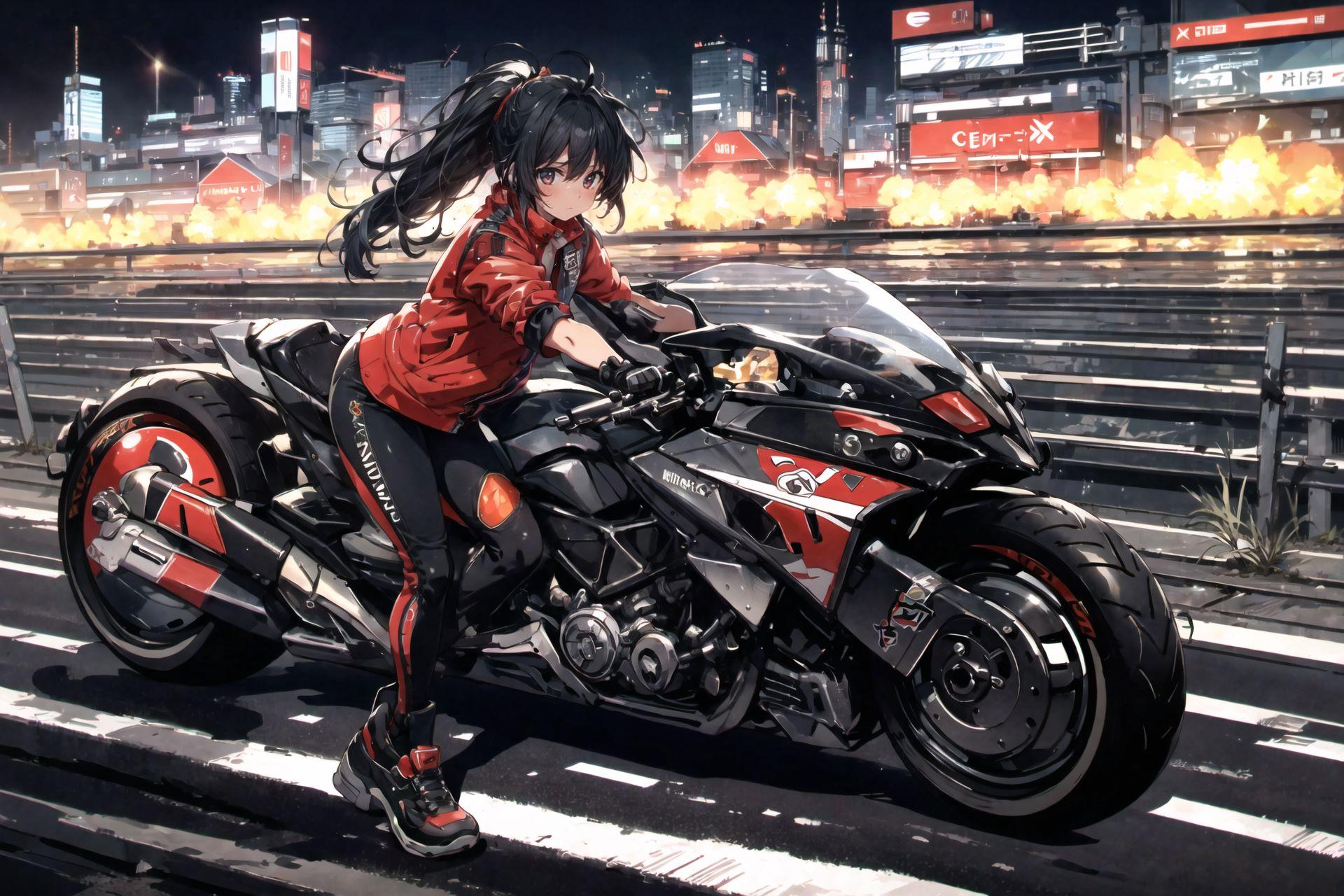 バイク練習中の少女