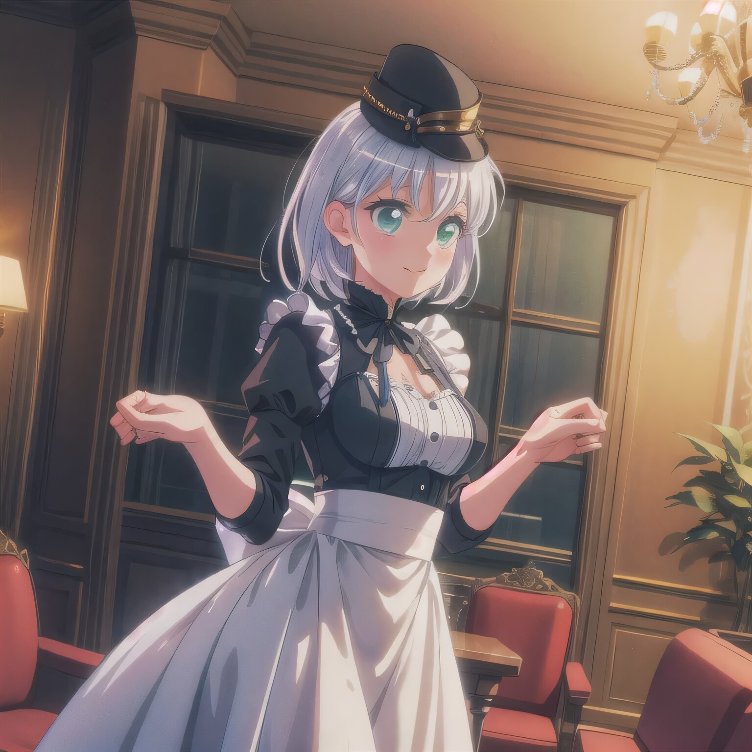 灰髪ボブでメイド服の少女 | の人気AIイラスト・グラビア