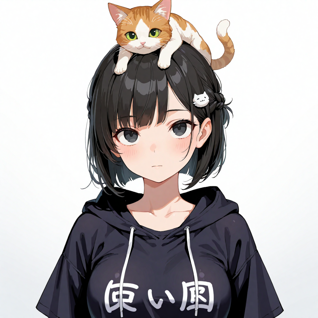 凜猫ちゃんの頭に猫