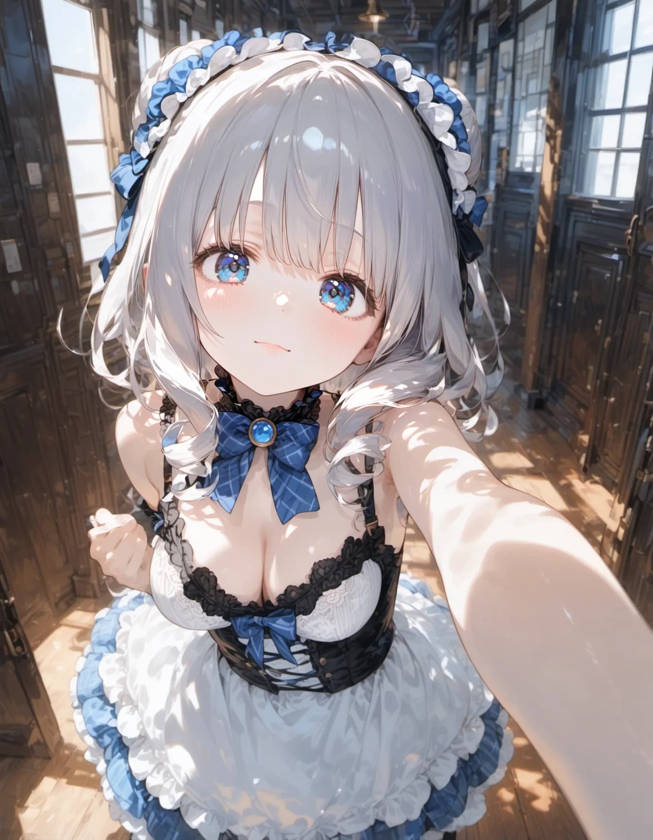 Blue Ribbon Maid Selfie | の人気AIイラスト・グラビア