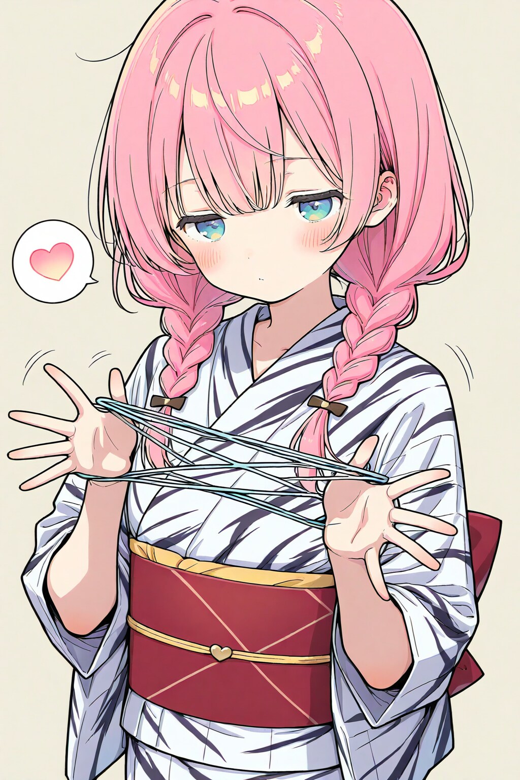 あやとりをするピンク髪ちゃん | の人気AIイラスト・グラビア