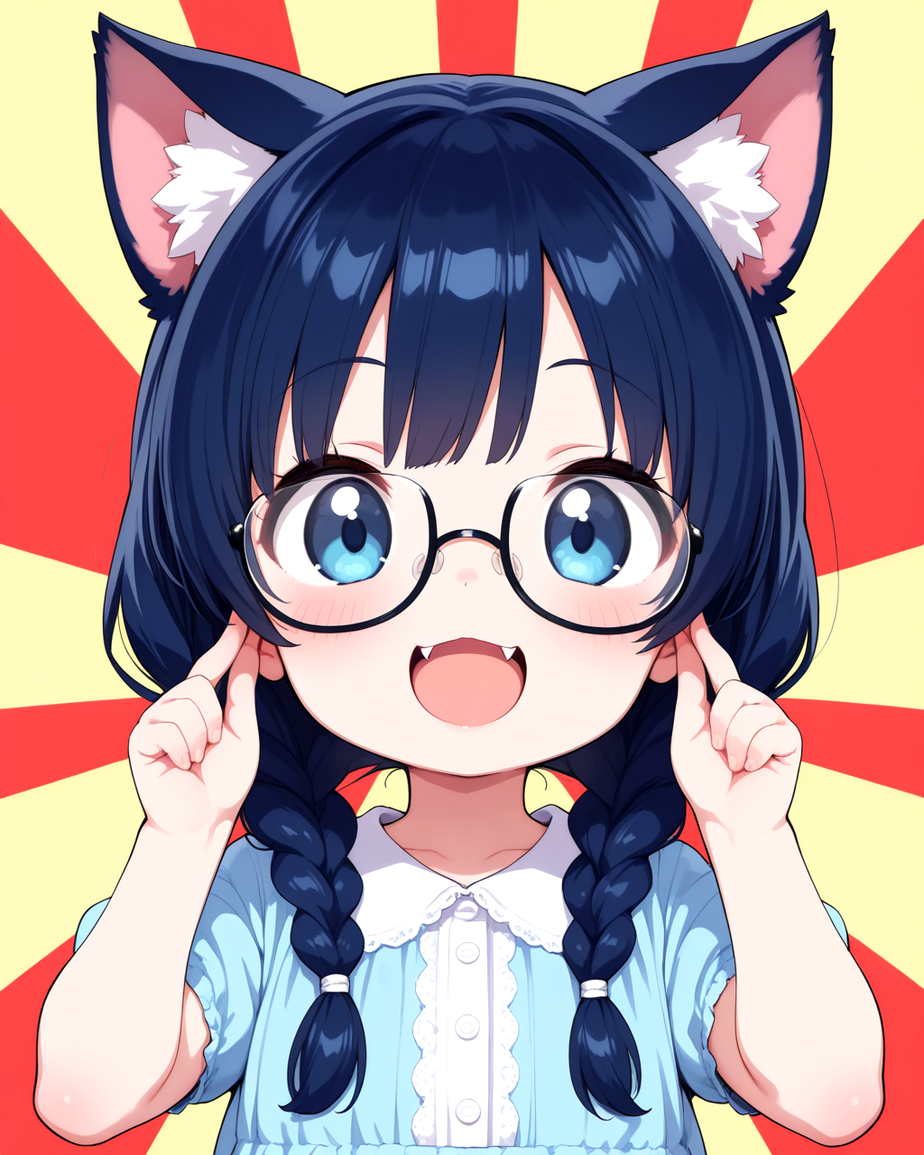 ねこにめがね三つ編みは似合うのかぁ！？