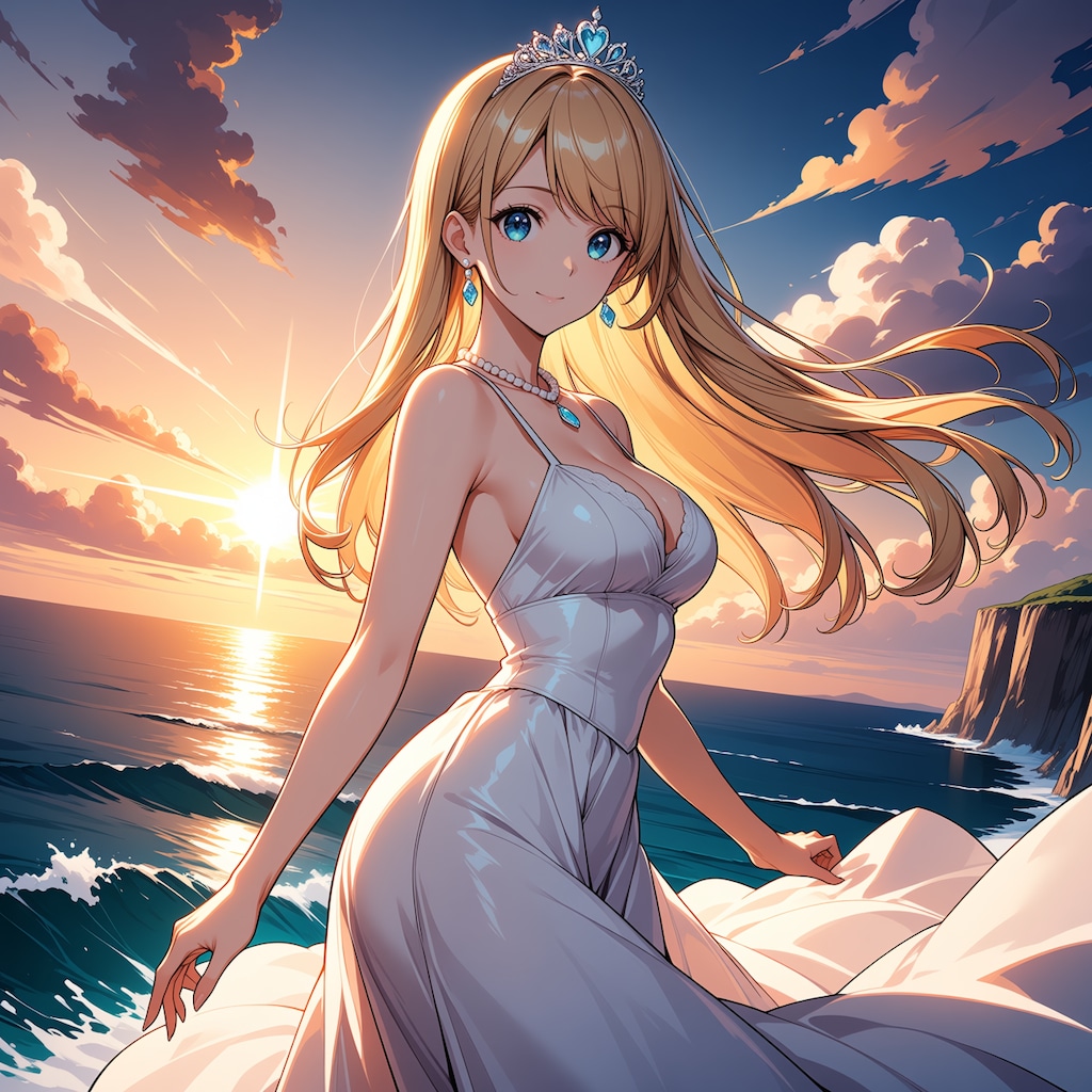 夕陽と美少女(モデル：あかり、ジェスティーナ、さくら)　ANIMAテスト版