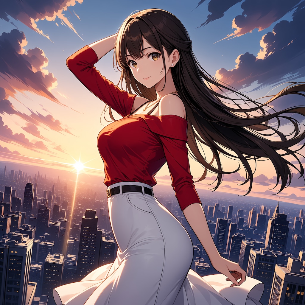 夕陽と美少女(モデル：あかり、ジェスティーナ、さくら)　ANIMAテスト版