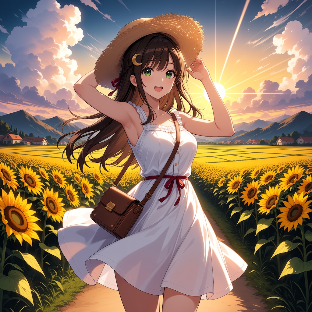 夕陽と美少女(モデル：あかり、ジェスティーナ、さくら)　ANIMAテスト版