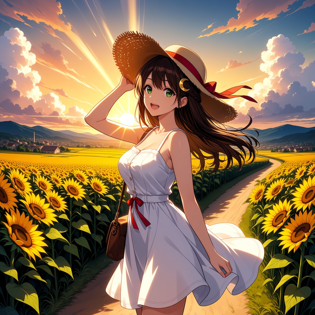 夕陽と美少女(モデル：あかり、ジェスティーナ、さくら)　ANIMAテスト版