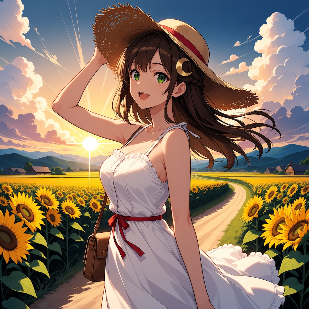 夕陽と美少女(モデル：あかり、ジェスティーナ、さくら)　ANIMAテスト版
