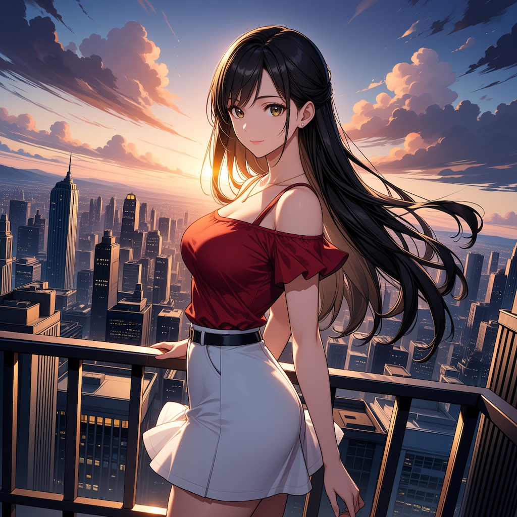 夕陽と美少女(モデル：あかり、ジェスティーナ、さくら)　ANIMAテスト版