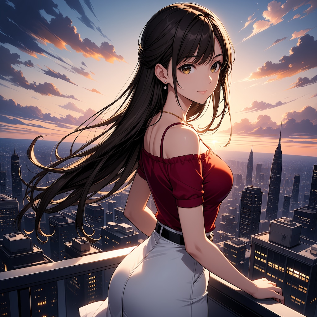夕陽と美少女(モデル：あかり、ジェスティーナ、さくら)　ANIMAテスト版