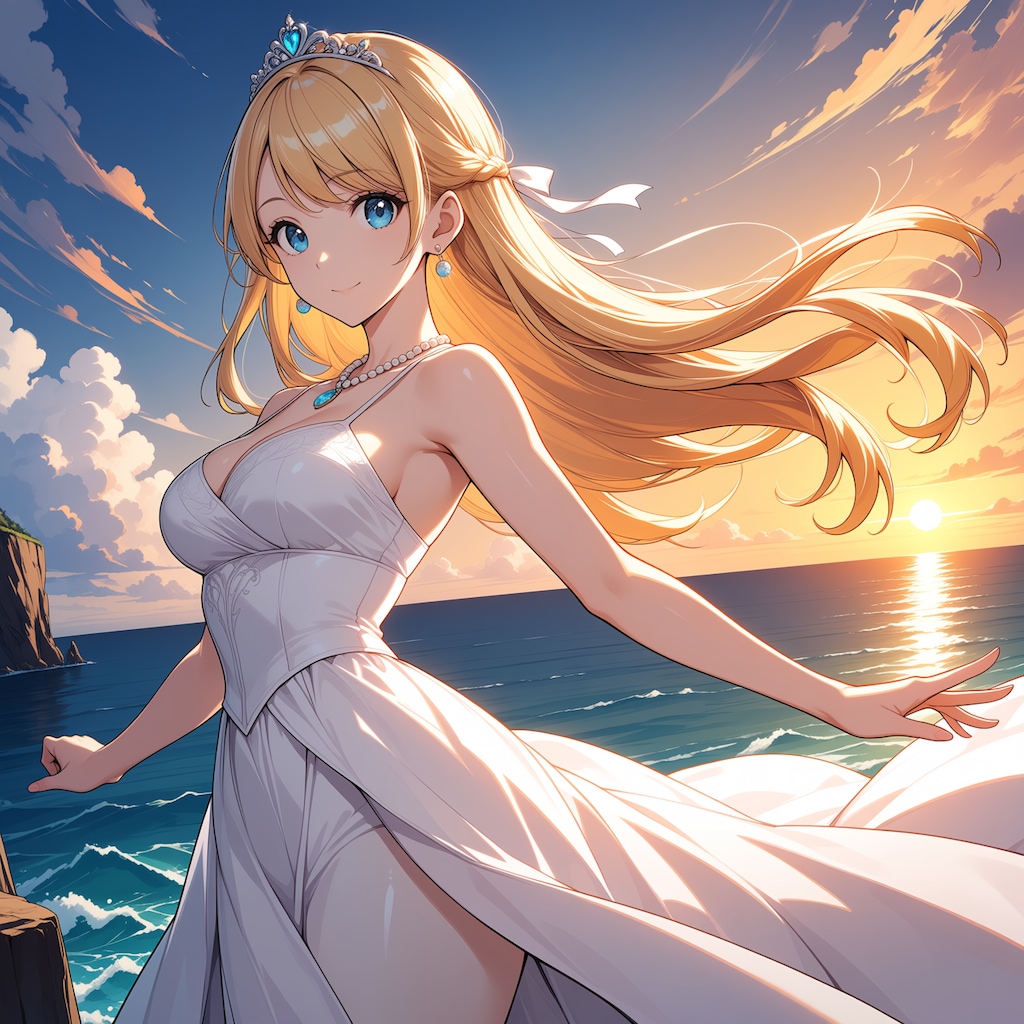 夕陽と美少女(モデル：あかり、ジェスティーナ、さくら)　ANIMAテスト版