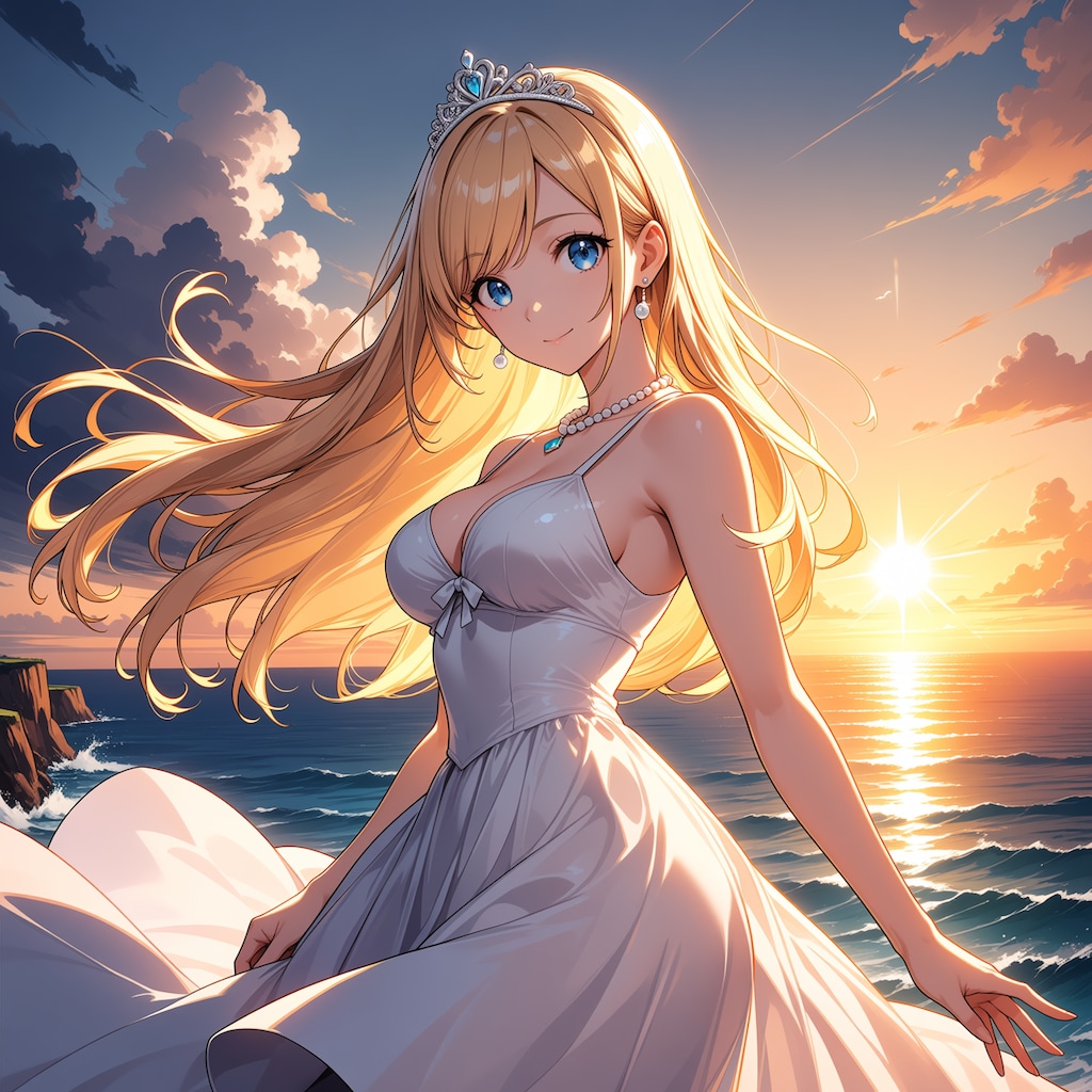 夕陽と美少女(モデル：あかり、ジェスティーナ、さくら)　ANIMAテスト版