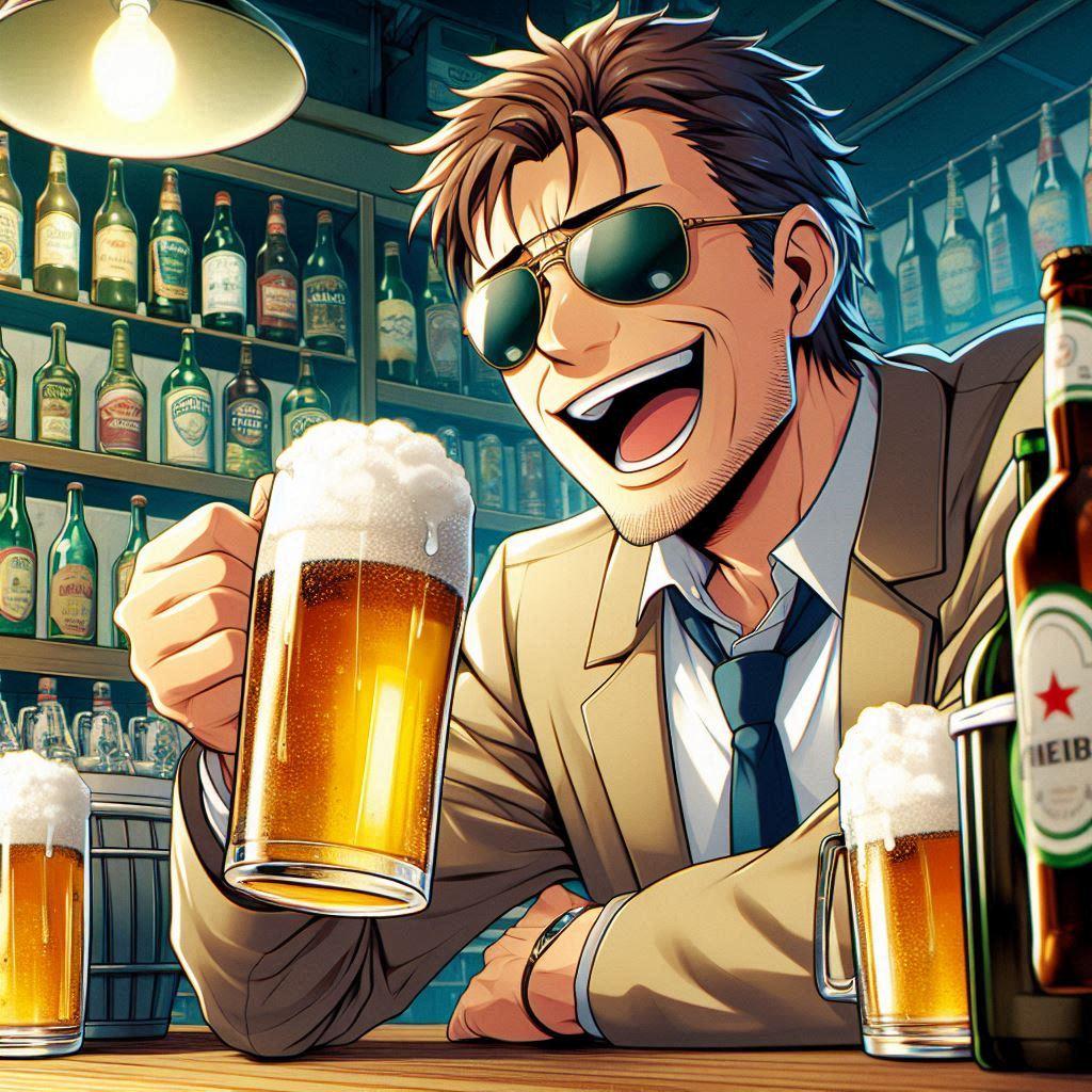 おっさんとビール | の人気AIイラスト・グラビア