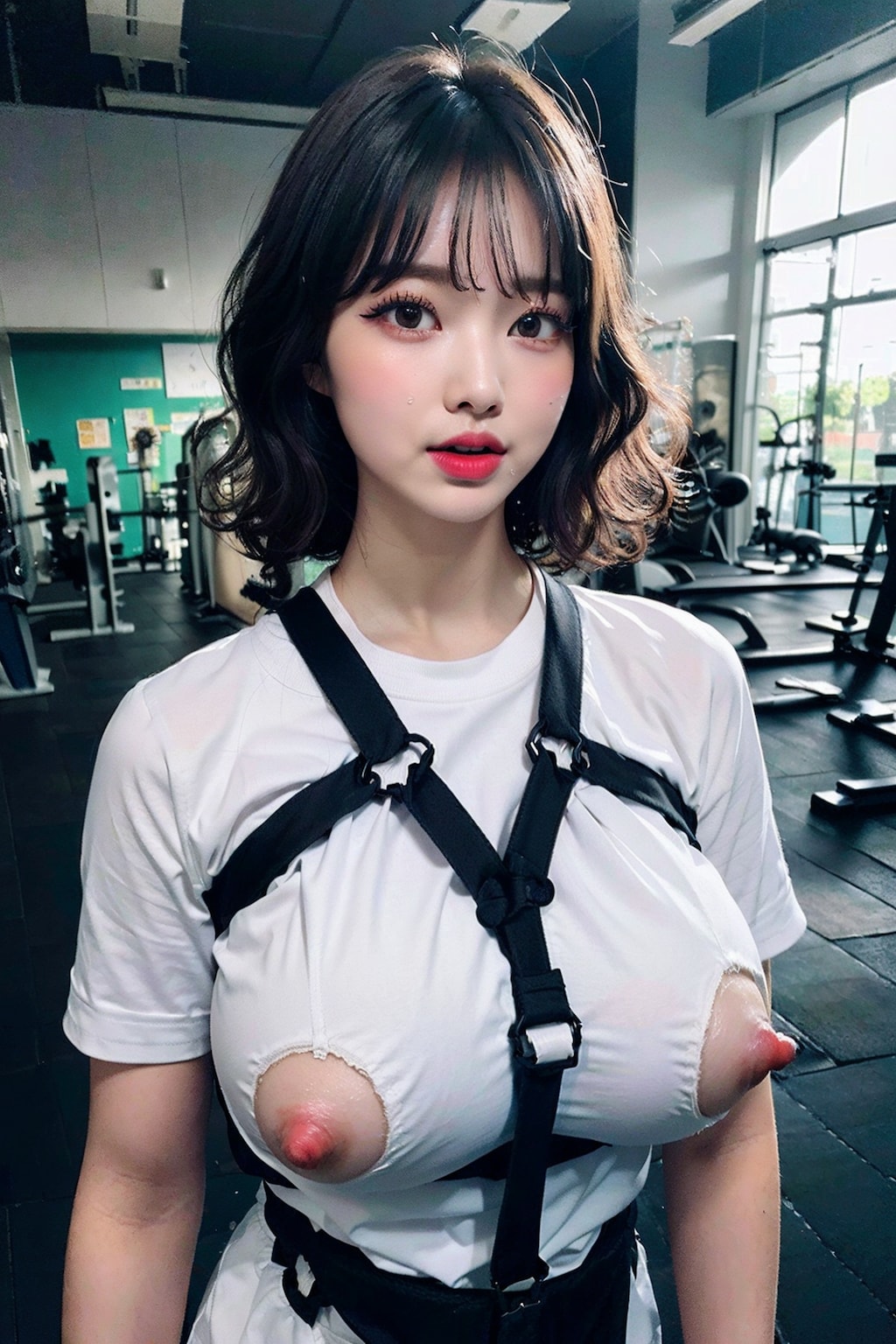 眼鏡女子校生がゴリゴリボンテージでポロリ
