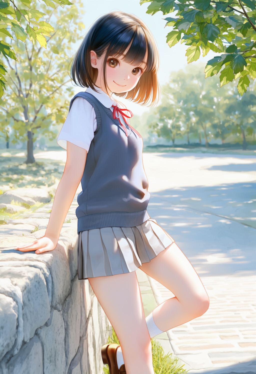 塀に座る