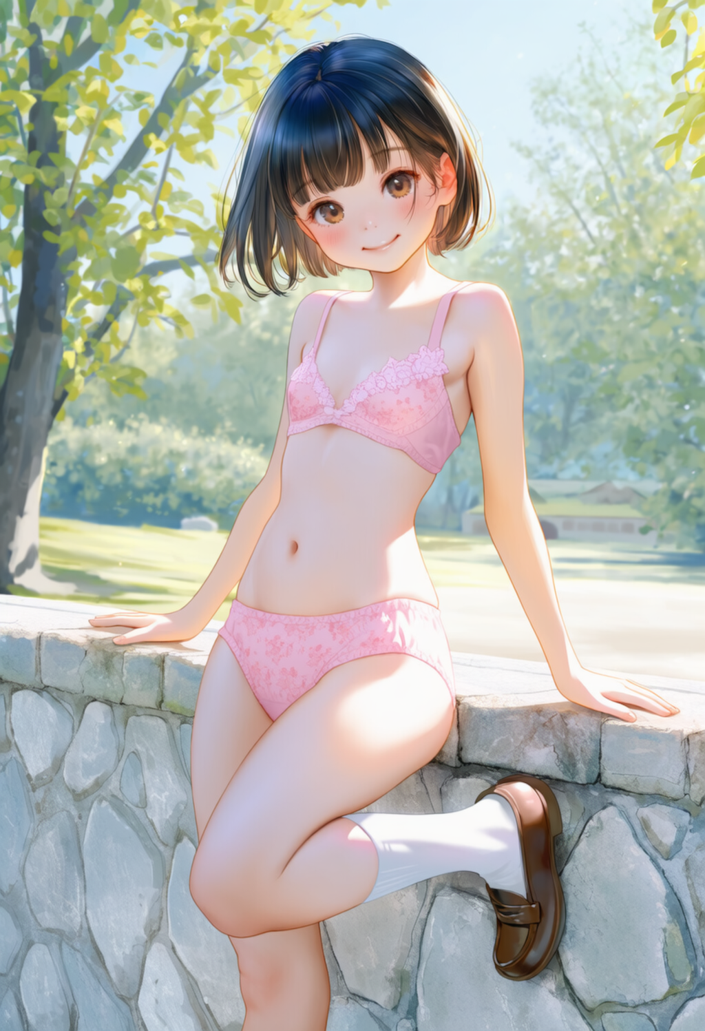 塀に座る