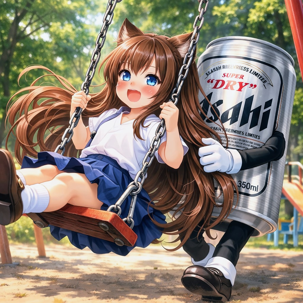 ブランコをする小さな女の子