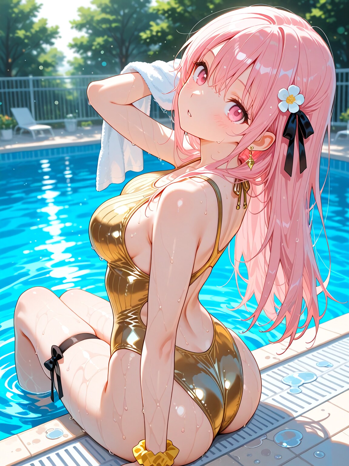 金リブ水着
