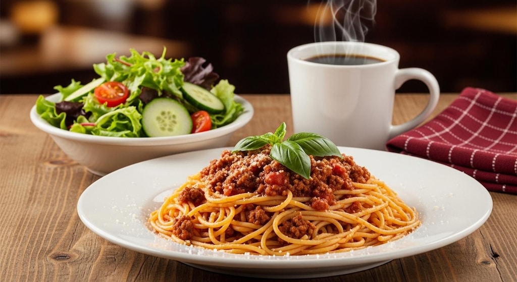 摩訶不思議食堂のミートソーススパゲッティ