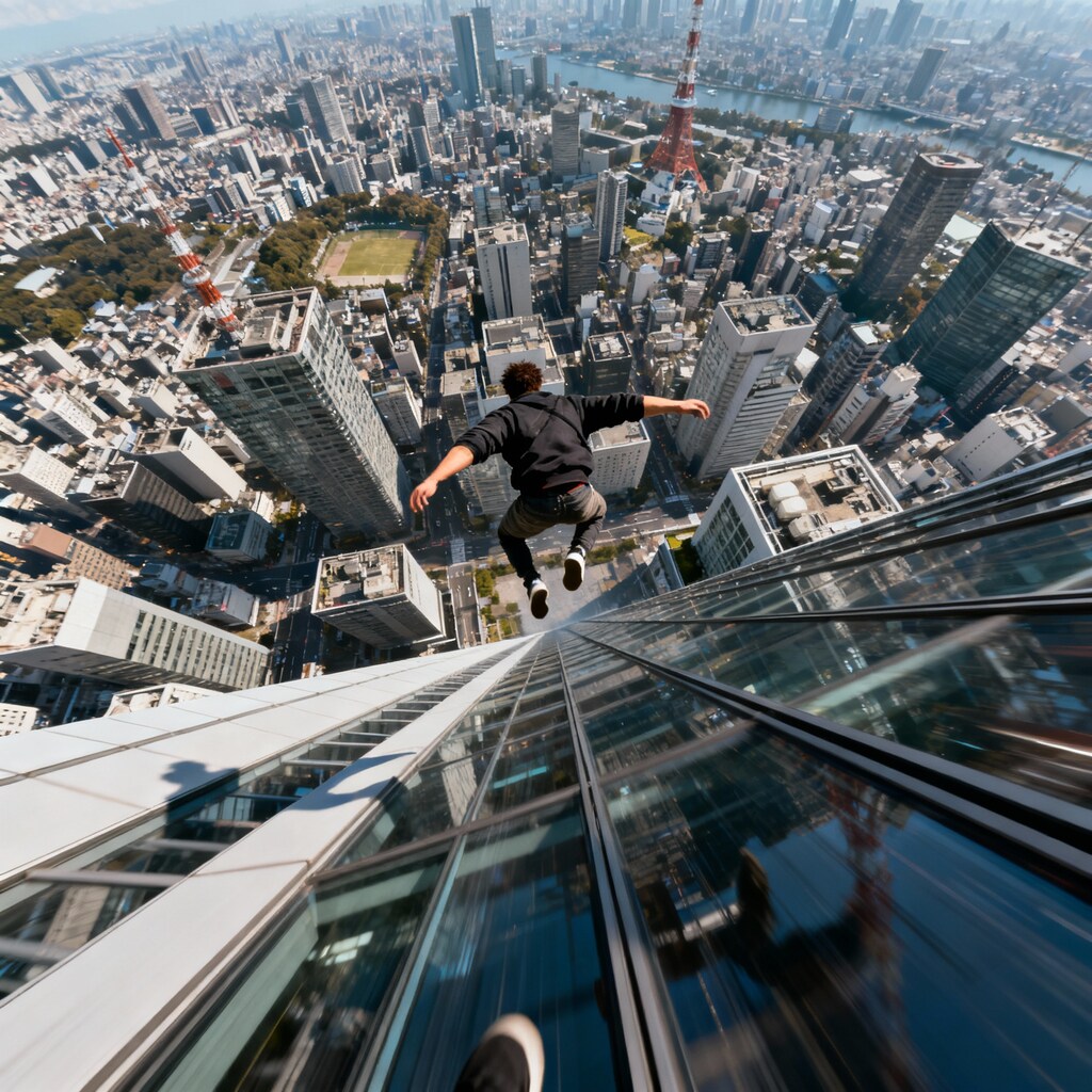 超高層ビルでパルクール！・・命知らず何てレベルじゃない💦💦