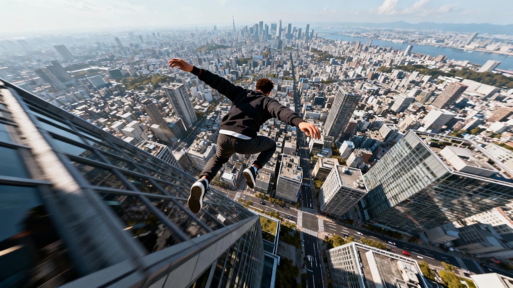 超高層ビルでパルクール！・・命知らず何てレベルじゃない💦💦