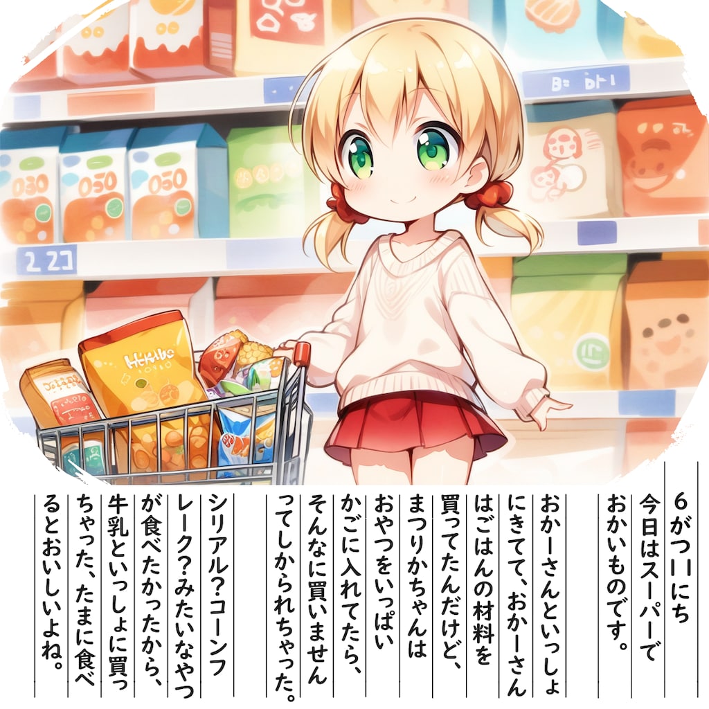 【絵日記】スーパーでお買い物です