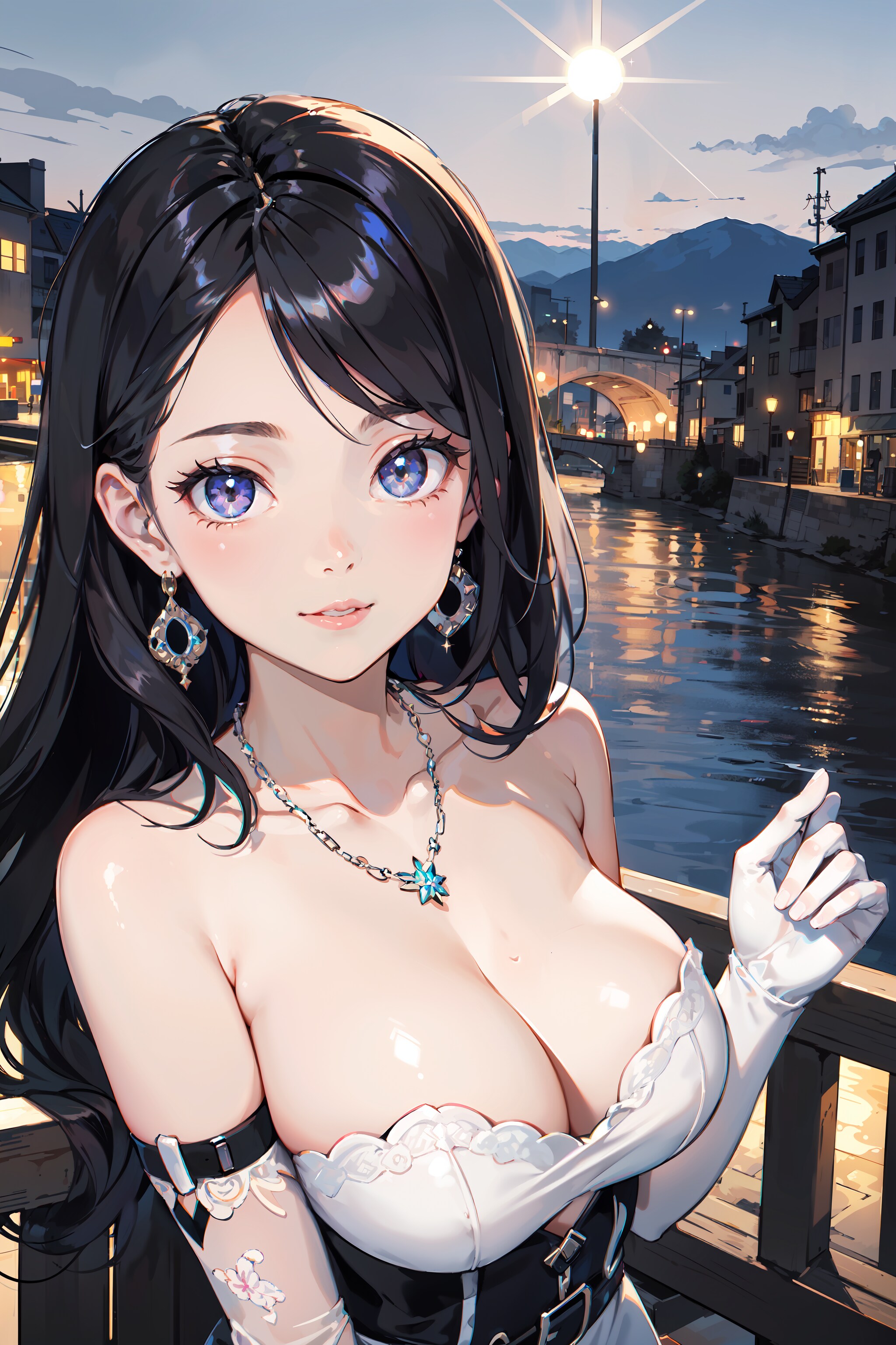 川と橋の夜景