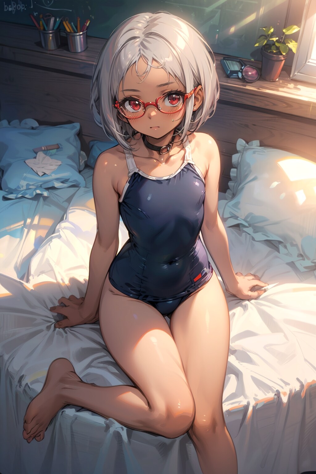 スク水の眼鏡っ娘