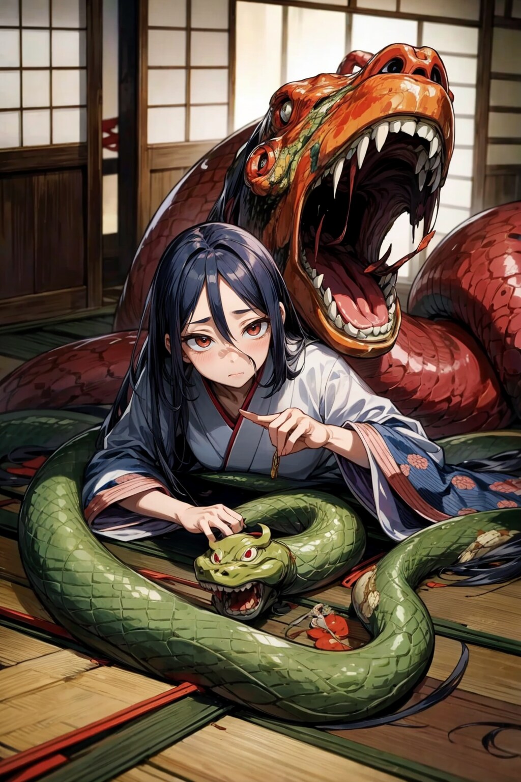 妖怪に取り憑かれた後、融合してしまった少女