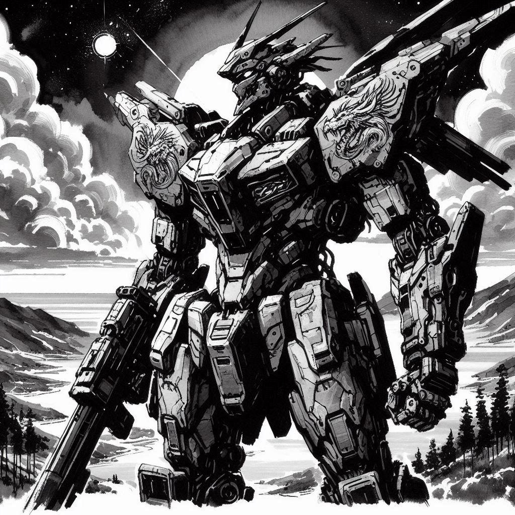 水墨画で戦闘メカ♪