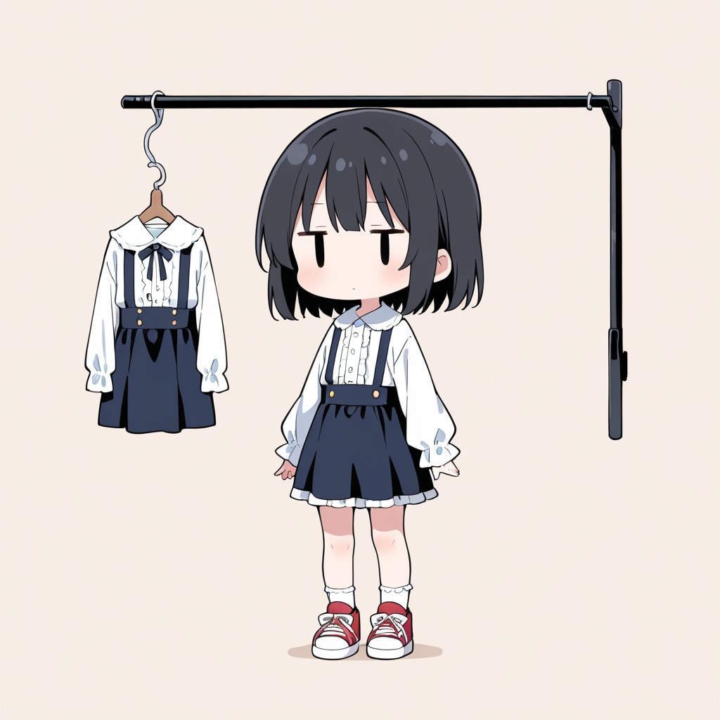 木製ハンガーに洋服を掛けてみる