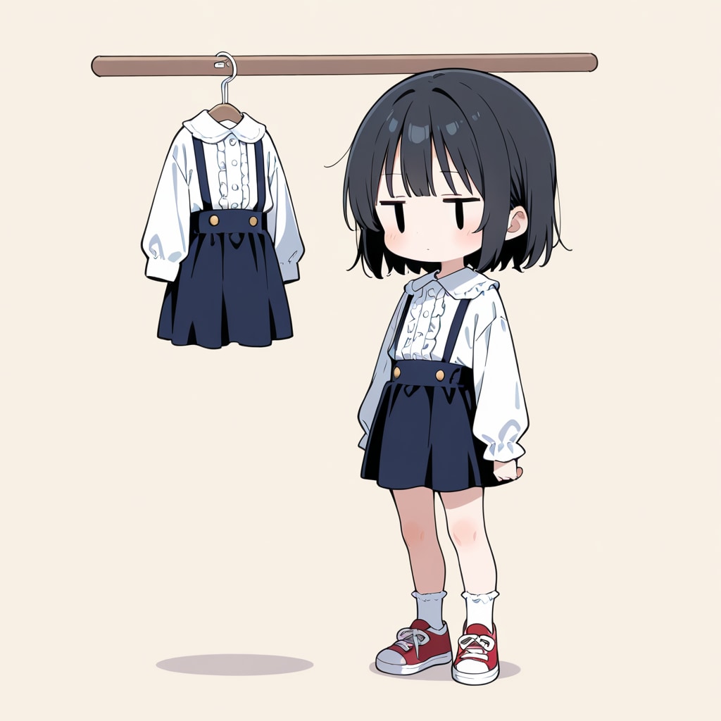 木製ハンガーに洋服を掛けてみる