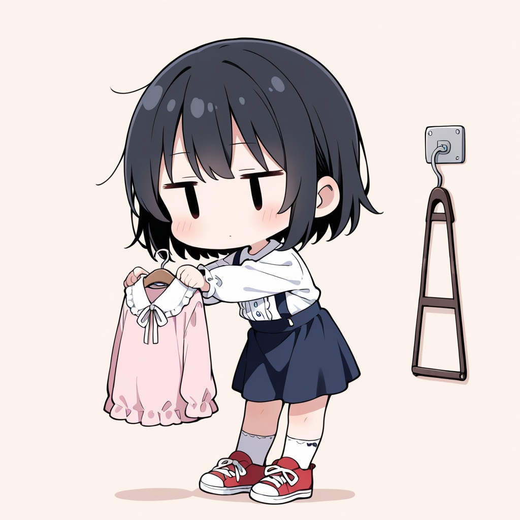 木製ハンガーに洋服を掛けてみる