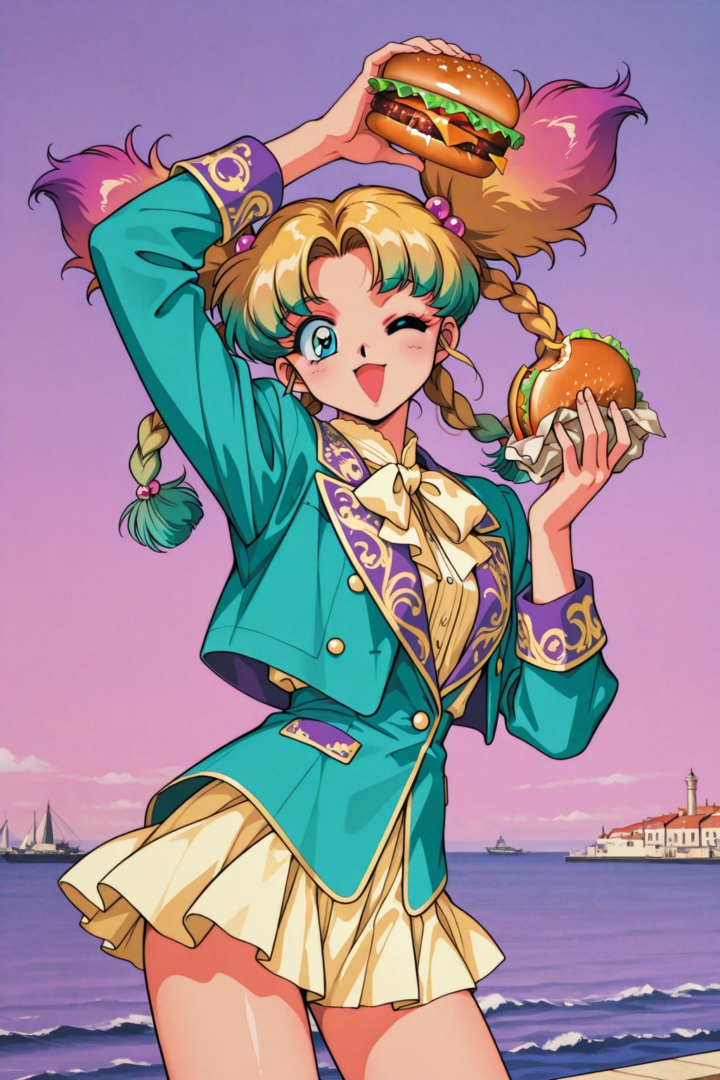 ハンバーガーと金髪ちゃん