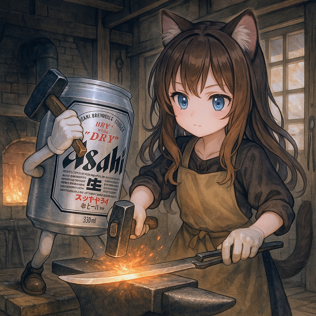 刀を打つ小さな女の子