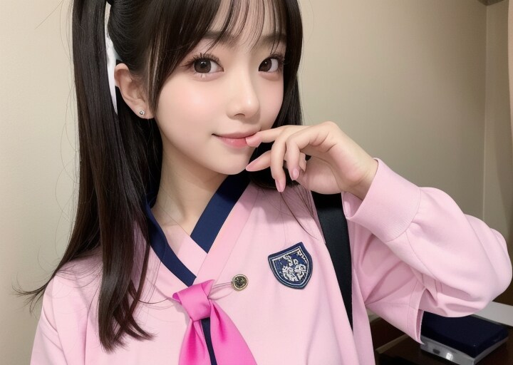 私の学校はピンクの制服もあるんだよ💕