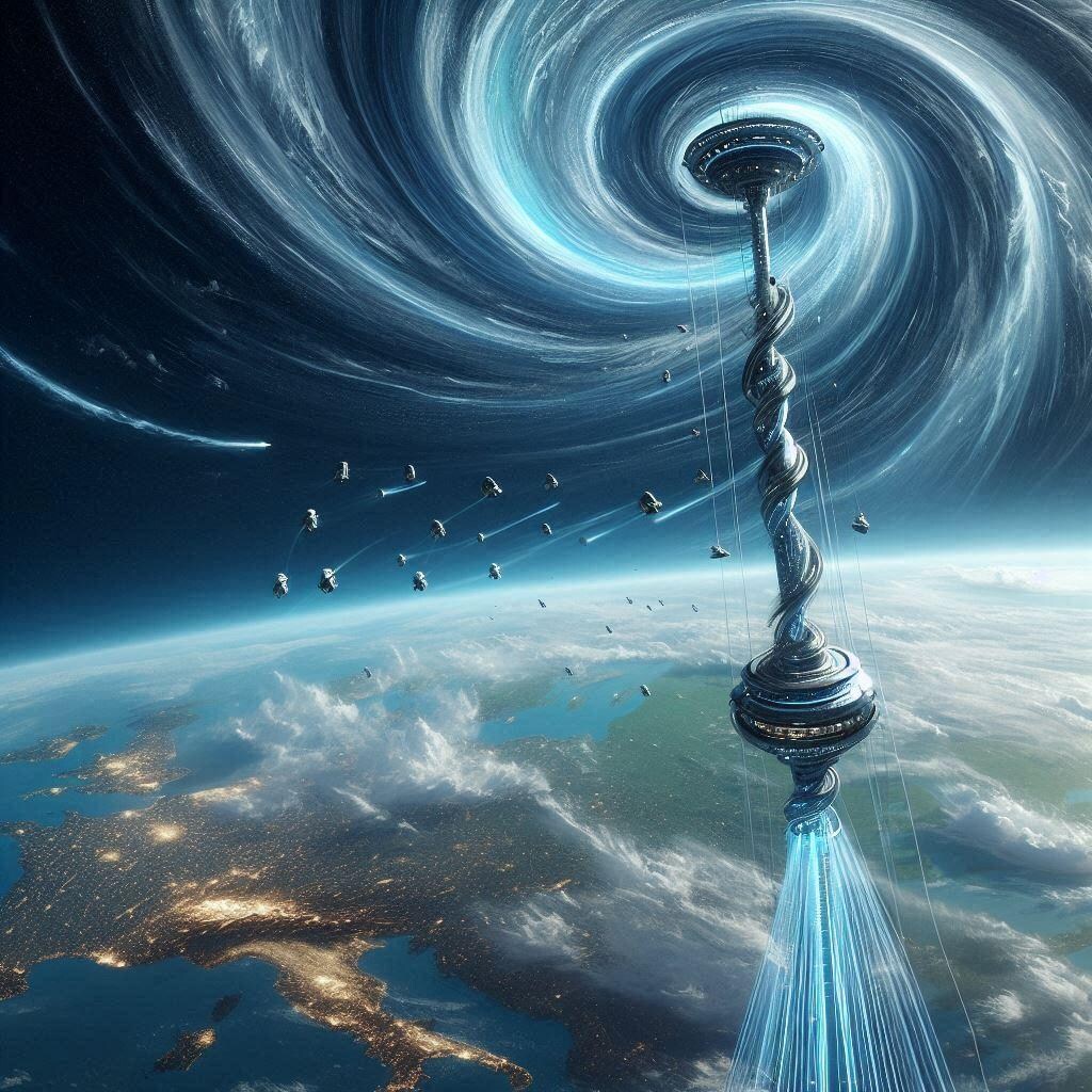 台風みたいな宇宙エレベーターと宇宙ステーション