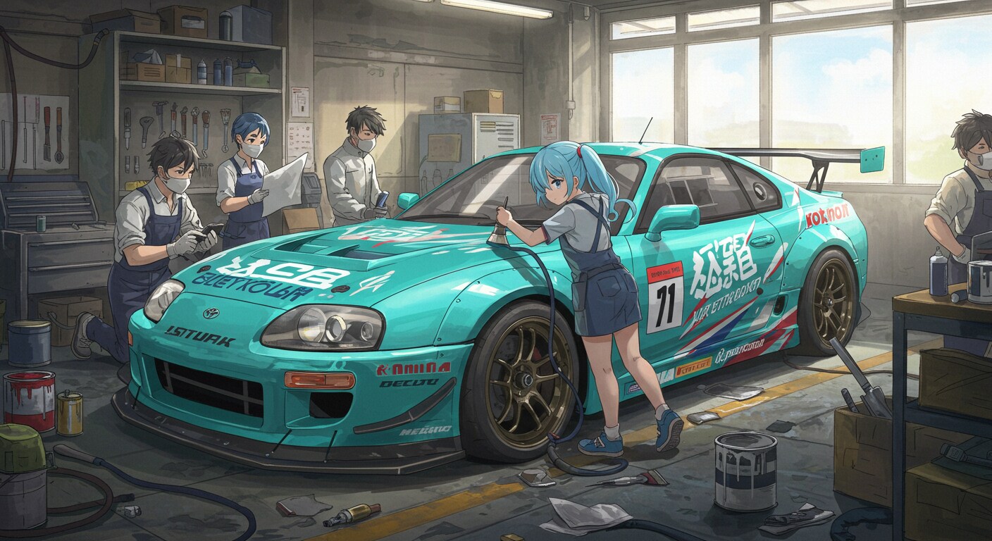 初音ミクがトヨタスープラを塗装する　　さらにリメイク